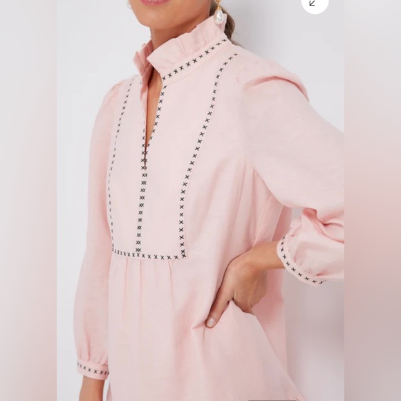 Tuckernuck Bermuda Pink Palmerston dress NWT Cotton Linen Quiet Luxury Large - Picture 5 of 9